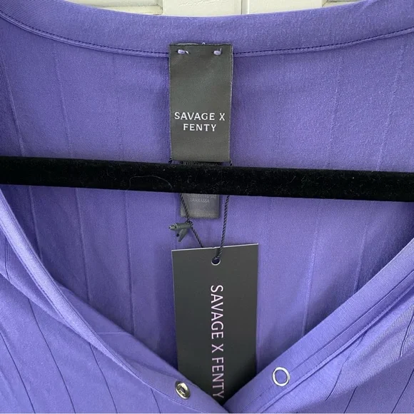 Savage X Fenty Purple Bell Sleeve Polo Blouse - Picture 2 of 2